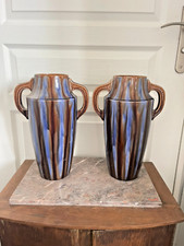 Ancien Paire Vase Céramique