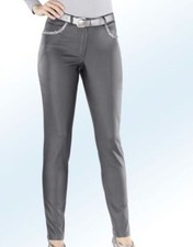 Pantalon stretch 5 poches brillant élastique bengaline feuilleté gris...
