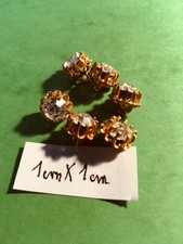 lot 6 gold rhinestone buttons for doll 1cm x 1cm buttons dolls