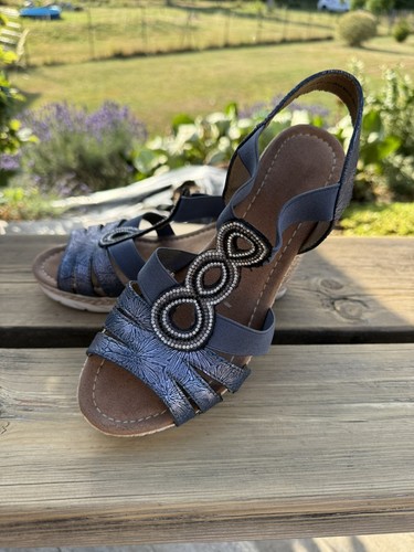 Sandales compensées bleues - , à