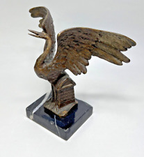 Antique French Heron Crane Stork Bronze Bird Sculpture Figure Car Mascot Signed