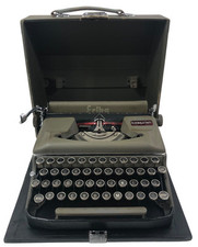 Machine À Écrire Erika Vert Militaire Années 40 + Housse