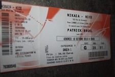 Ticket billet Concert )) PATRICK BRUEL / NICE 2013