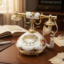 Vintage Royal Albert Old Country Roses U.S. Plug Telephone Push Button Phone