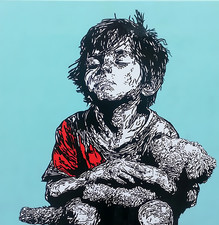 "Resilience" - Teddy Bear Child Original Contemporary Painting