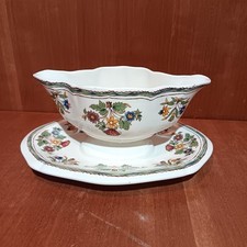 Grande Saucière Moustier En Porcelaine, Fait Main Décor Floral