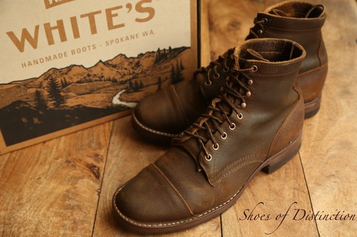 Bottes blanches marron ciré