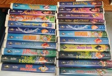Vintage LOT 21 Walt Disney Classics Black Diamond VHS Cassettes Sword In The Sto