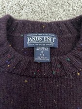 Lands End Sweater Women Small Vintage Shetland 100% Wool Made in UK Dark Purple