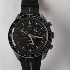 OMEGA Speedmaster Chronograph Black Dial Rubber Strap Tachymeter Men's Watch Use