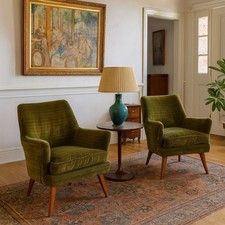 Fauteuils Vintage Velours Vert
