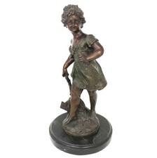 AUGUSTE MOREAU, FRENCH (1834 - 1917) BRONZE PETIT FILLE 15"