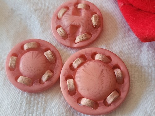 Trio boutons vintage rose