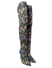 FASHIONNOVA Cuissarde Dames Botte haute T EU 40 vert-jaune primevère-rose