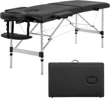 Foldable Portable Aluminum Massage Table for Spa Treatments, Black - Open Box
