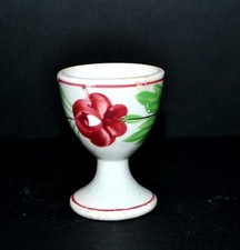 Sarreguemines Antique Earthenware Cup Decor Floral Painted Purple Red