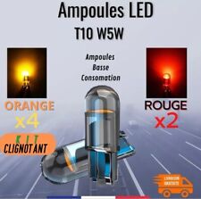 Ampoules Orange et Rouges LED T10 W5W Anti-Erreur pour voiture, verre COB *6pcs*