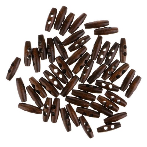 50pcs bouton bois - en,