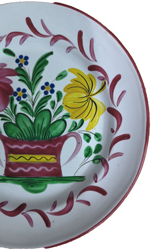 Assiette pot fleuri faience - assiette,