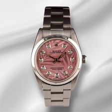 Rolex Oyster Perpetual 31mm Acier Inoxydable Rose Palm Motif Cadran Montre 77080