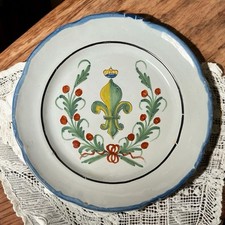 Antique French Faience Plate Fleur De Lys Crown Manufacturer Waly 18th Century