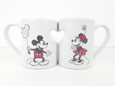 2 x Mickey & Minnie Mouse Disney Mugs XOXO Je Taime Connecting Heart Love