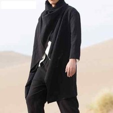 Men's Cotton and Linen Trench Cape Long Irregular Cape Autumn and Winter New
