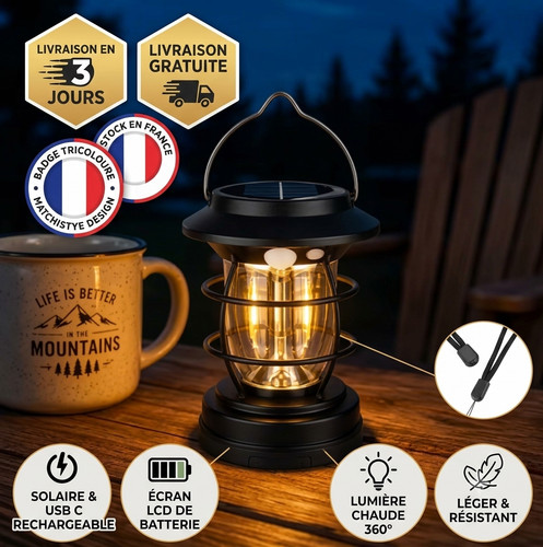Lanterne camping solaire - camping, led
