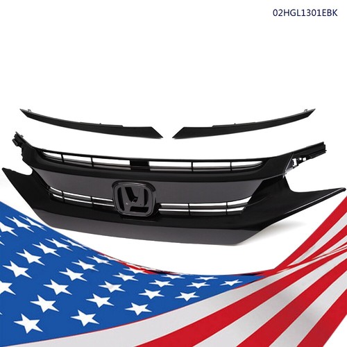 Black mesh grille front - black, hood