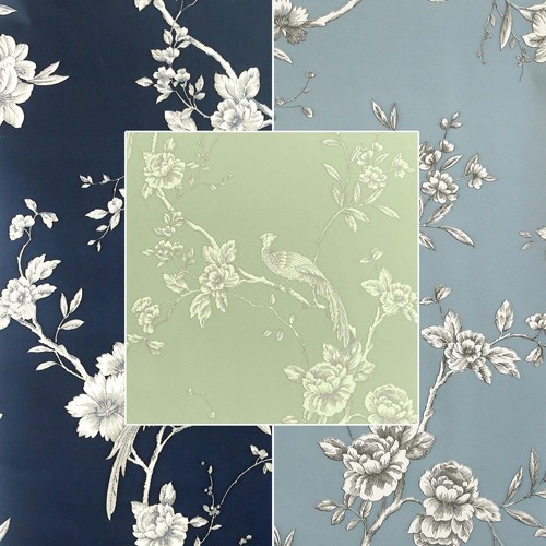 Papier peint chinois floral - peint,