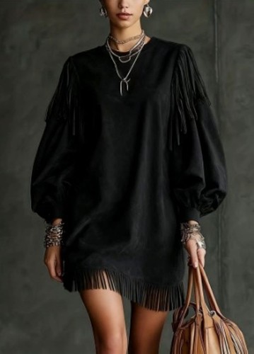 Robe femme velours franges - velours,