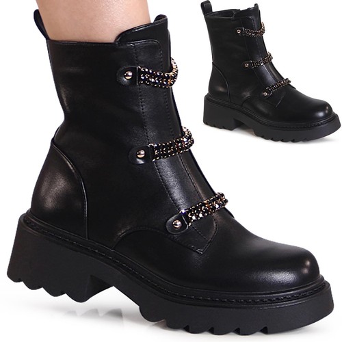 Bottes biker talon plat - À,