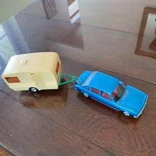 RARE VINTAGE-SOLIDO 610 MAXICAR Peugeot 504-1/32-with caravan very nice condition.