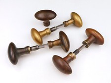 ▨6X6mm, set of 7 old olive bronze handles, door buttons circa 1900