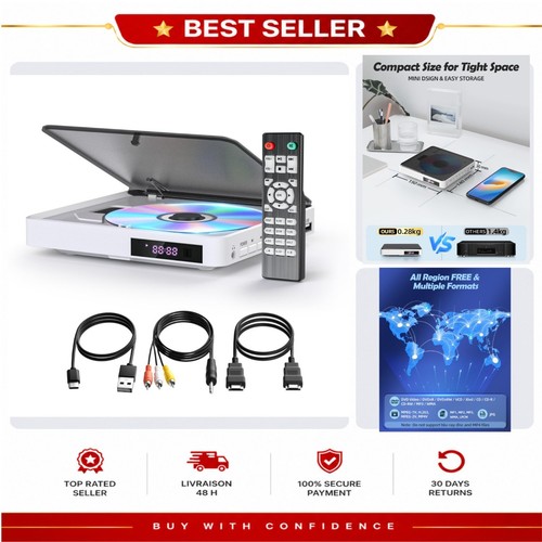 Lecteur dvd hdmi 1080p toutes - lecteur,