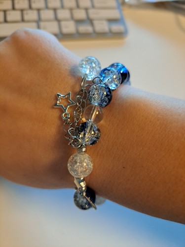 Bracelet perles bleues avec - bleues,