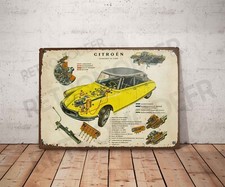 Plaque métal vintage citroen ds Enseigne Garage Décoration auto atelier panneau