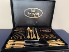 Solingen 72-Pc Stainless Steel 18/10 Gold Plated Cutlery Flatware Set w/Case