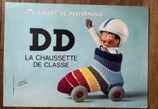 Affiche ancienne  Chaussettes DD LA CHAUSSETTE DE CLASSE  Patin à roulette