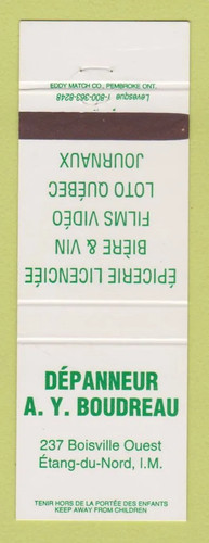 Matchbook cover depanneur ay - -,