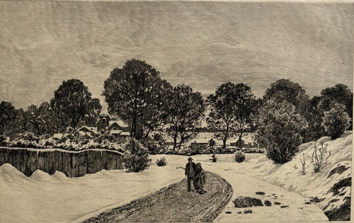 Neige gravure eau forte martin - gravure,