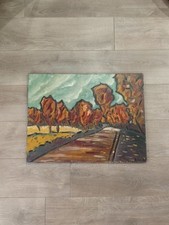 Tableau Toile Paysage Expressioniste Chemin d'Automne Arboré Peinture Française 
