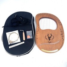 Cega 16-String Lyre Harp – Solid Wood Engraved Instrument Case & Tools – New