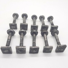 10 ancien boulons fer forgé main tête ronde  9mm x 63  mm, ferronnerie Nettoyé