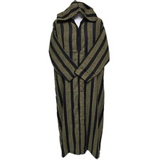 Thobe Jubba Djellaba À Capuche En Coton Noir Et Or Rayé Pour Homme