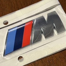 BMW M Emblem Silver Genuine Brand Unused 2.6x7.6cm