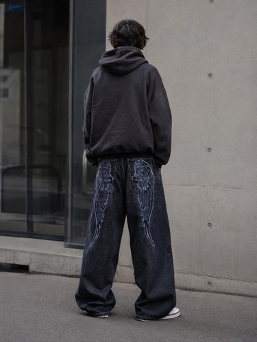 Jean baggy wide leg noir - jean,