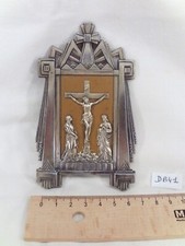 Crucifix Frame Jesus John and Mary in Rule Art Deco 1930 France (DB41)