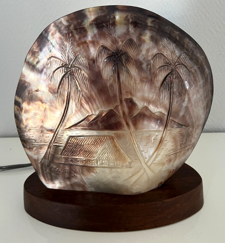 Lampe vintage coquillage nacre