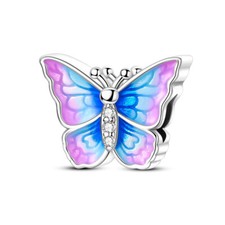 MULA Purple Butterfly Bead DIY Charm AAA CZ For Women Bracelet 925 Silver Plated
